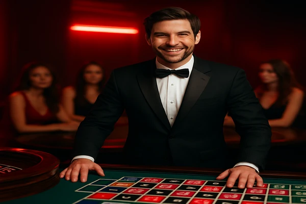 একজন পুরুষ 222bet app-এ অনলাইন খেলার জয় উদযাপন করছেন; চারপাশে গেম সিম্বলগুলো ভেসে উঠছে